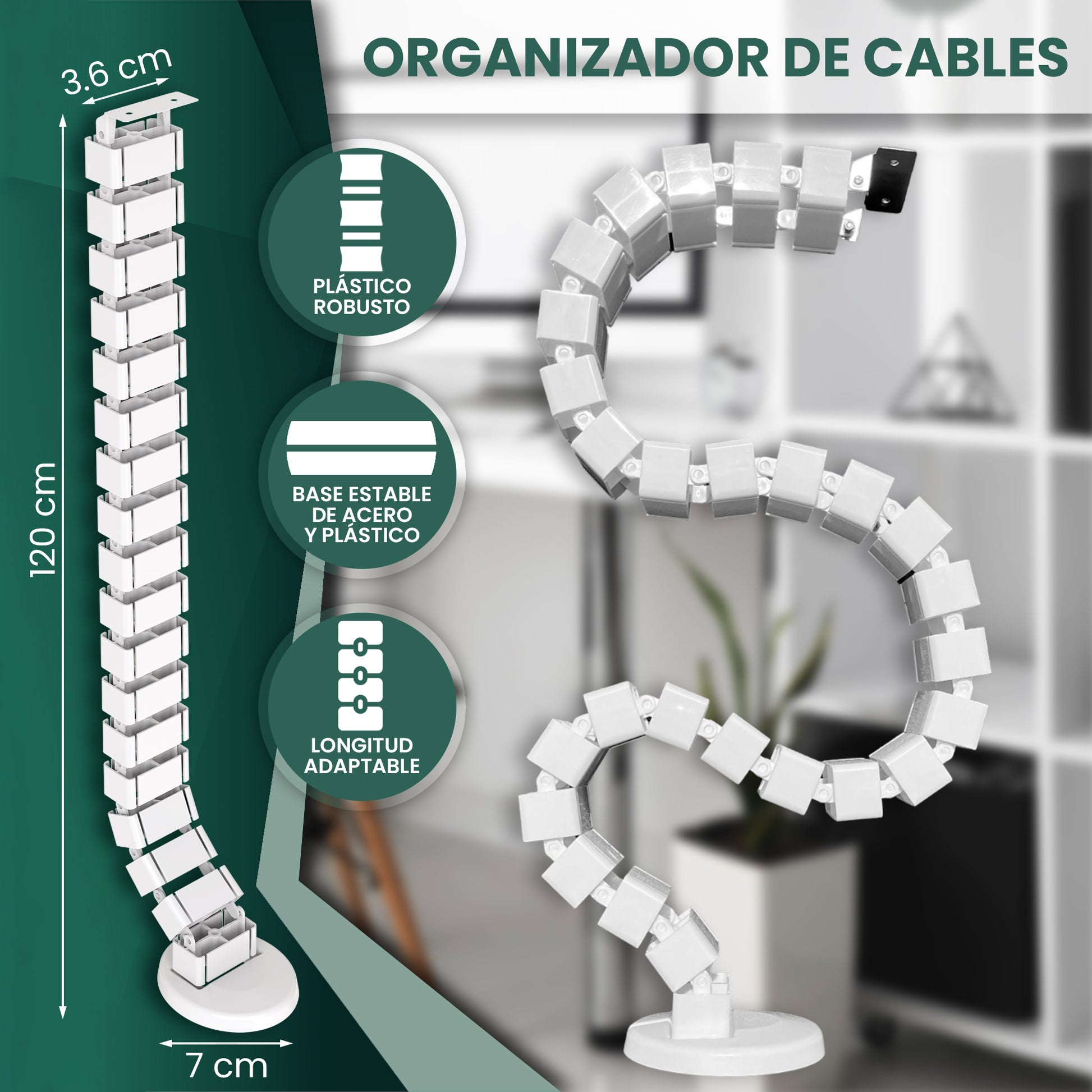 Organizador de cables de escritorio - Tablakala - TBCAB - 017 - B