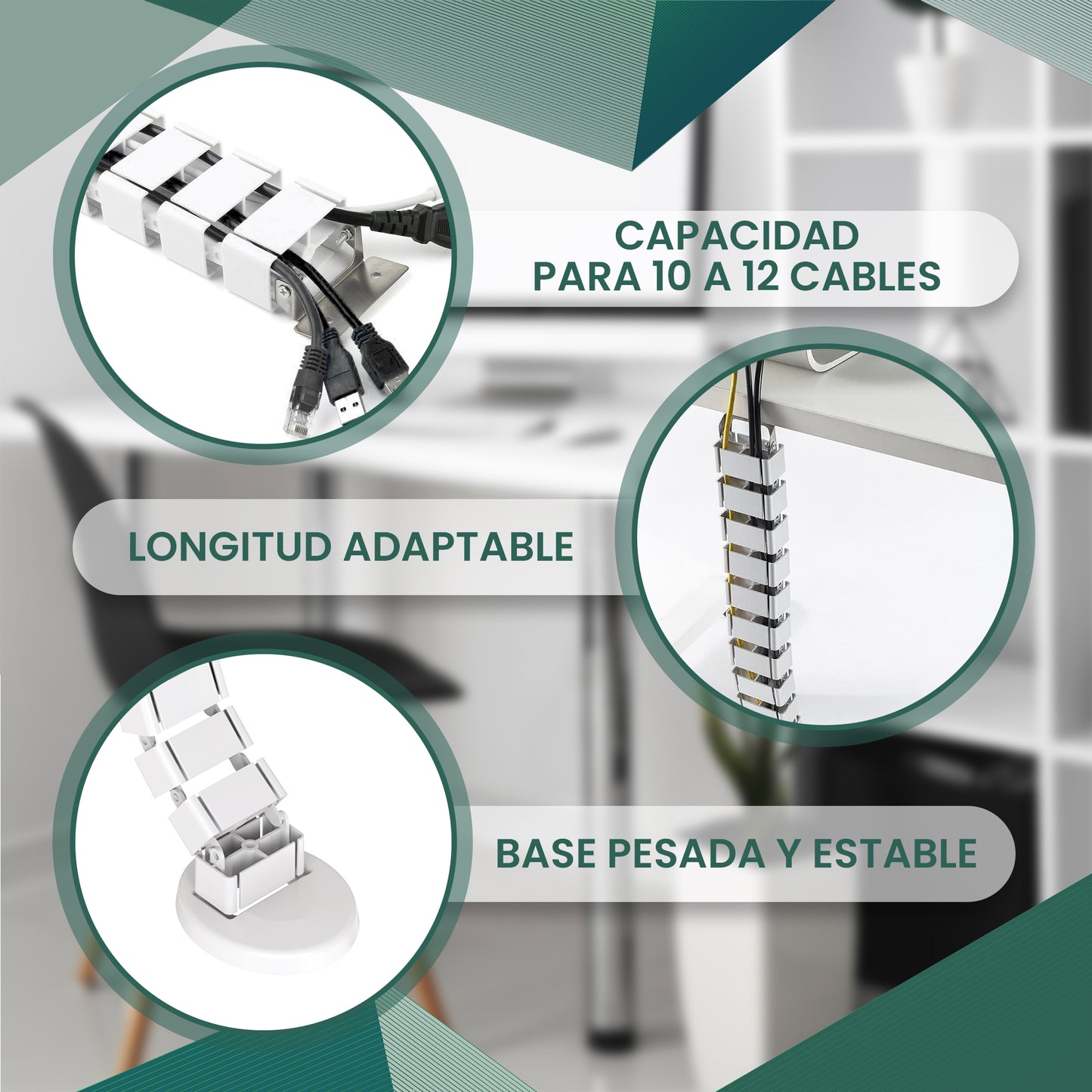 Organizador de cables de escritorio - Tablakala - TBCAB - 017 - B