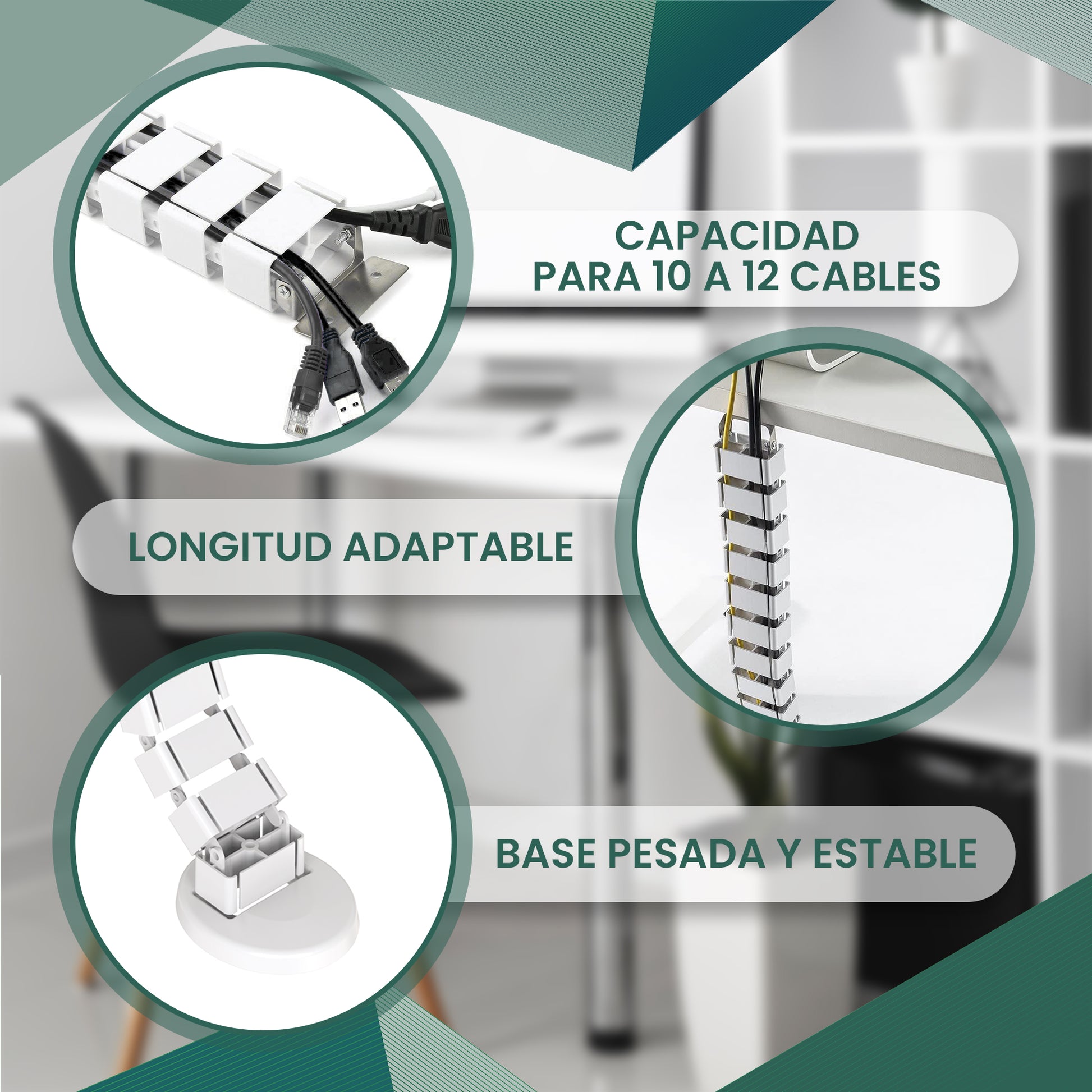 Organizador de cables de escritorio - Tablakala - TBCAB - 017 - B