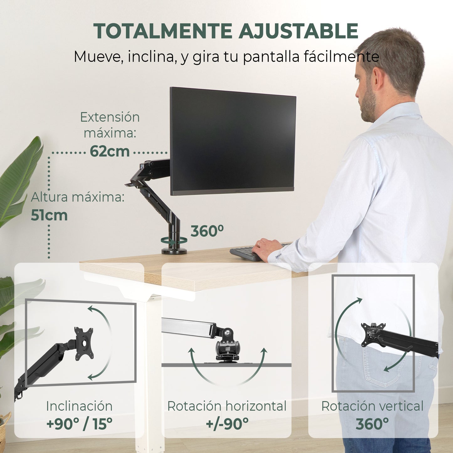 Brazo de Monitor para pantallas de 17-36 pulgadas y 3-12kg