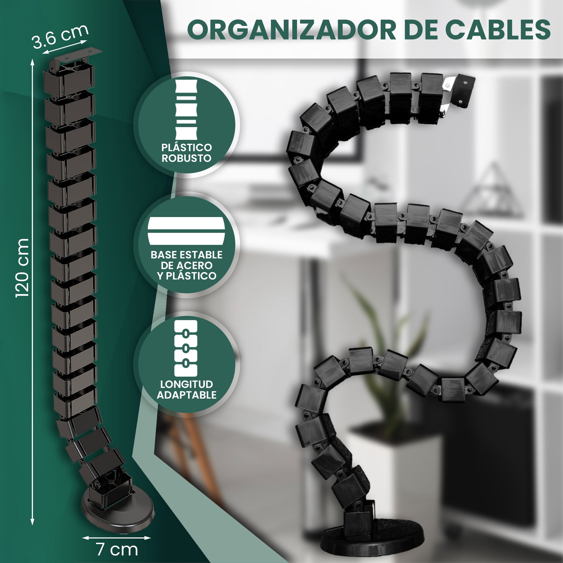Organizador de cables de escritorio - Tablakala - TBCAB - 017 - B