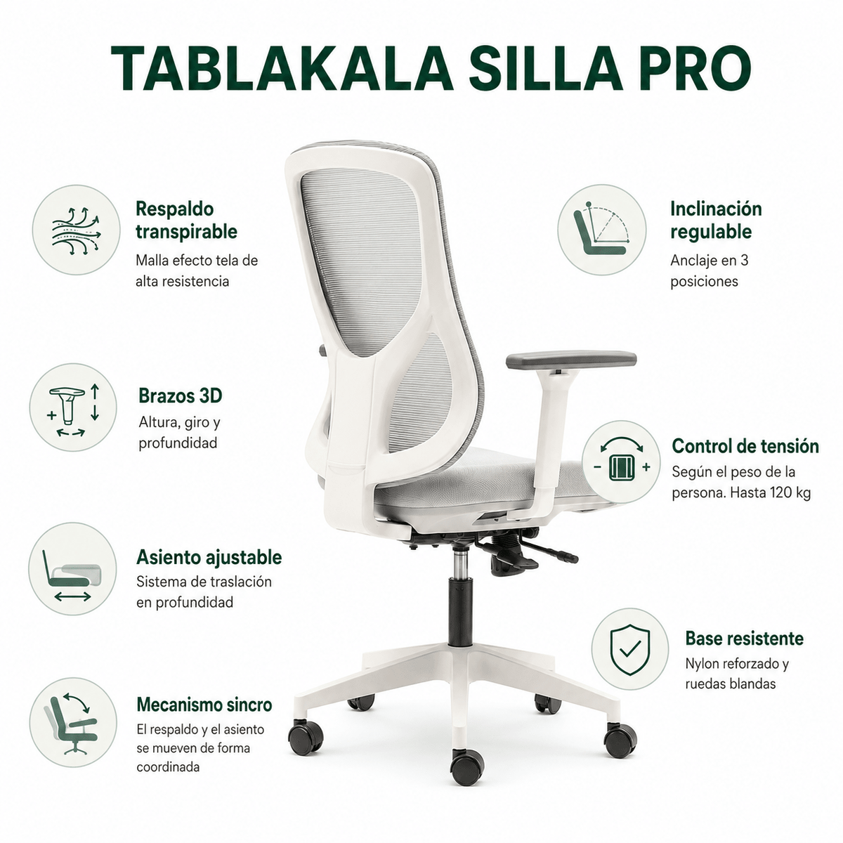 Silla ergonómica Pro - Tablakala - SIL-EU04