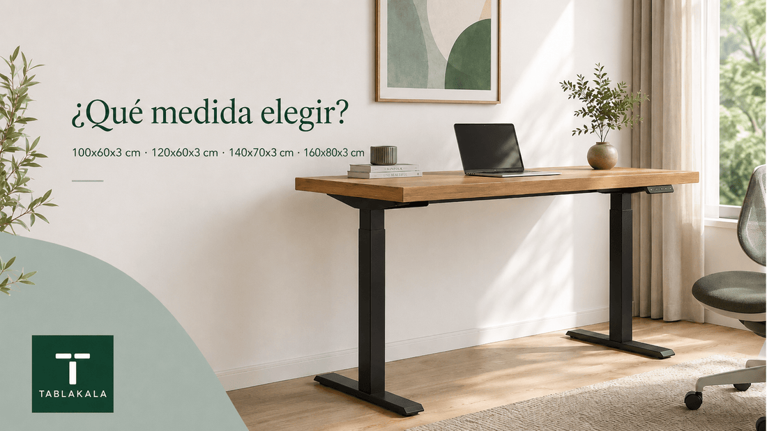 Qué medida de escritorio elevable elegir: 100x60 cm, 120x60 cm, 140x70 cm o 160x80 cm - Tablakala