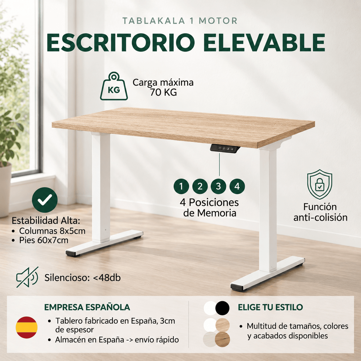 Tablakala 1 Motor | Escritorio elevable - Tablakala - TB-1MB-10060MA