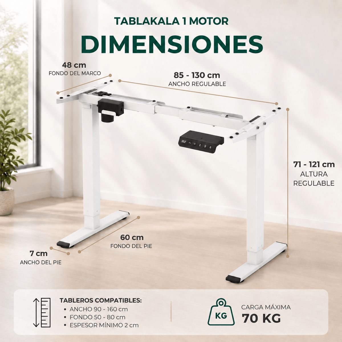 Tablakala 1 Motor | Escritorio elevable - Tablakala - TB-1MB-10060MA